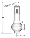 1 1/2" Tri-Clamp Sanitary Pressure Relief Valve (CIP Manual Override)
