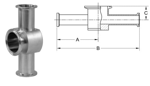 INSTRUMENT TEE, CLAMP ENDS BPE