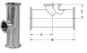 REDUCING TEE, SHORT OUTLET CLAMP ENDS BPE