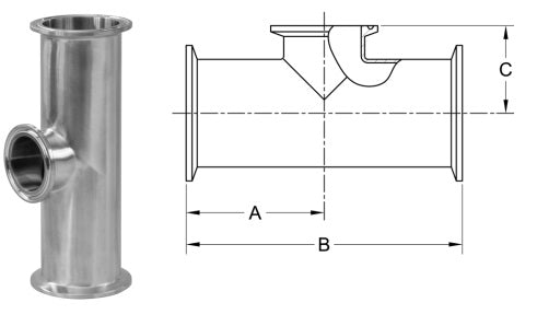 REDUCING TEE, SHORT OUTLET CLAMP ENDS BPE