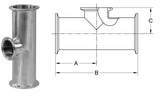 REDUCING TEE, SHORT OUTLET CLAMP ENDS BPE