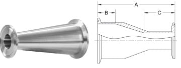 SHORT CONCENTRIC REDUCER, CLAMP x CLAMP BPE