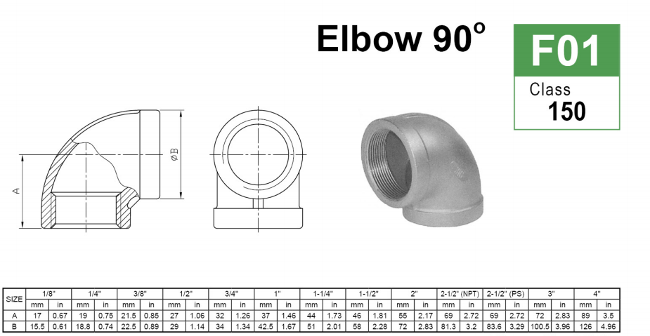 90° Class 150 Elbow